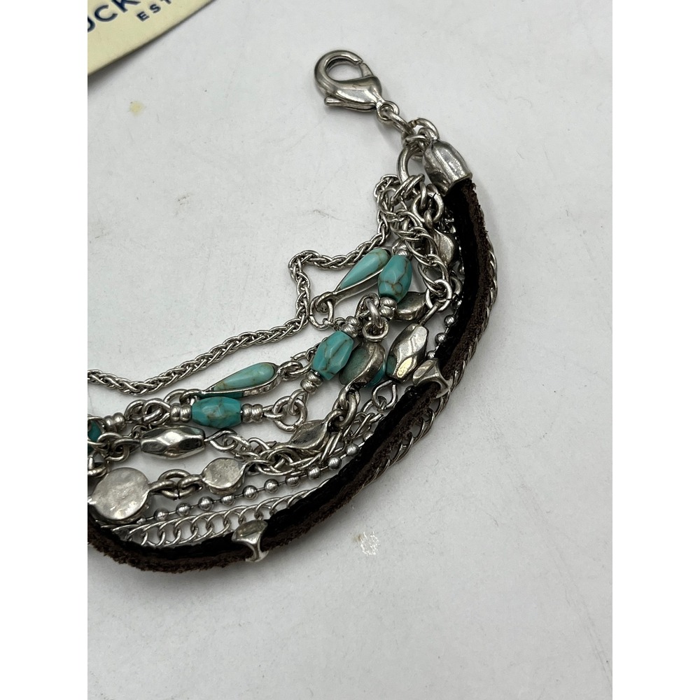 Lucky Brand MultiStrand Semi Precious Stone Chain Silver Tone Bracelet New Sz SM - Picture 3 of 7